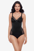 Sexy Sheer Shaping Padded Cup Bodysuit in Black