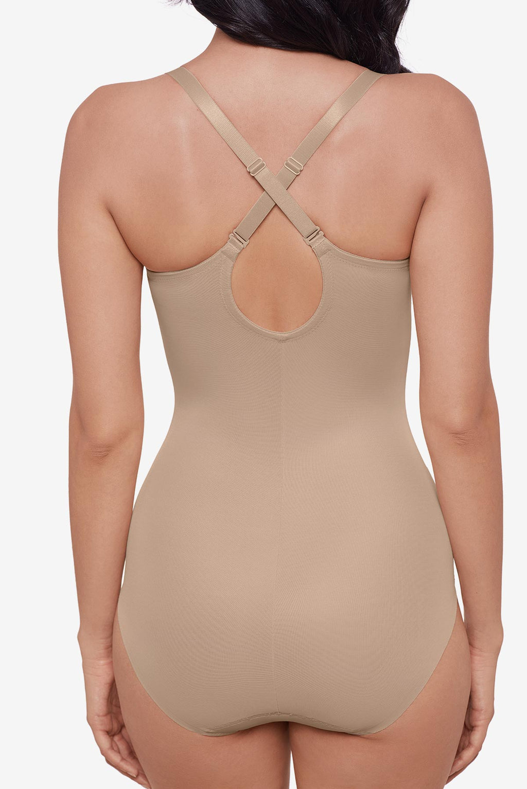 Sexy Sheer Shaping Padded Cup Bodysuit in Warm Beige