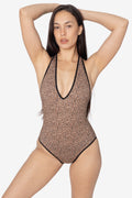 B312CFP - Printed Cotton Spandex Halter Bodysuit