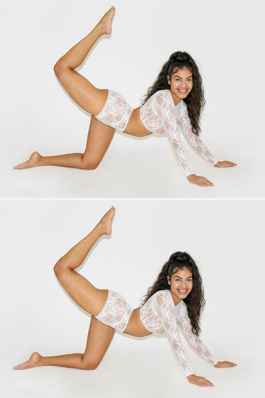 FNS079 - Floral Lace Long Sleeve Crop Top